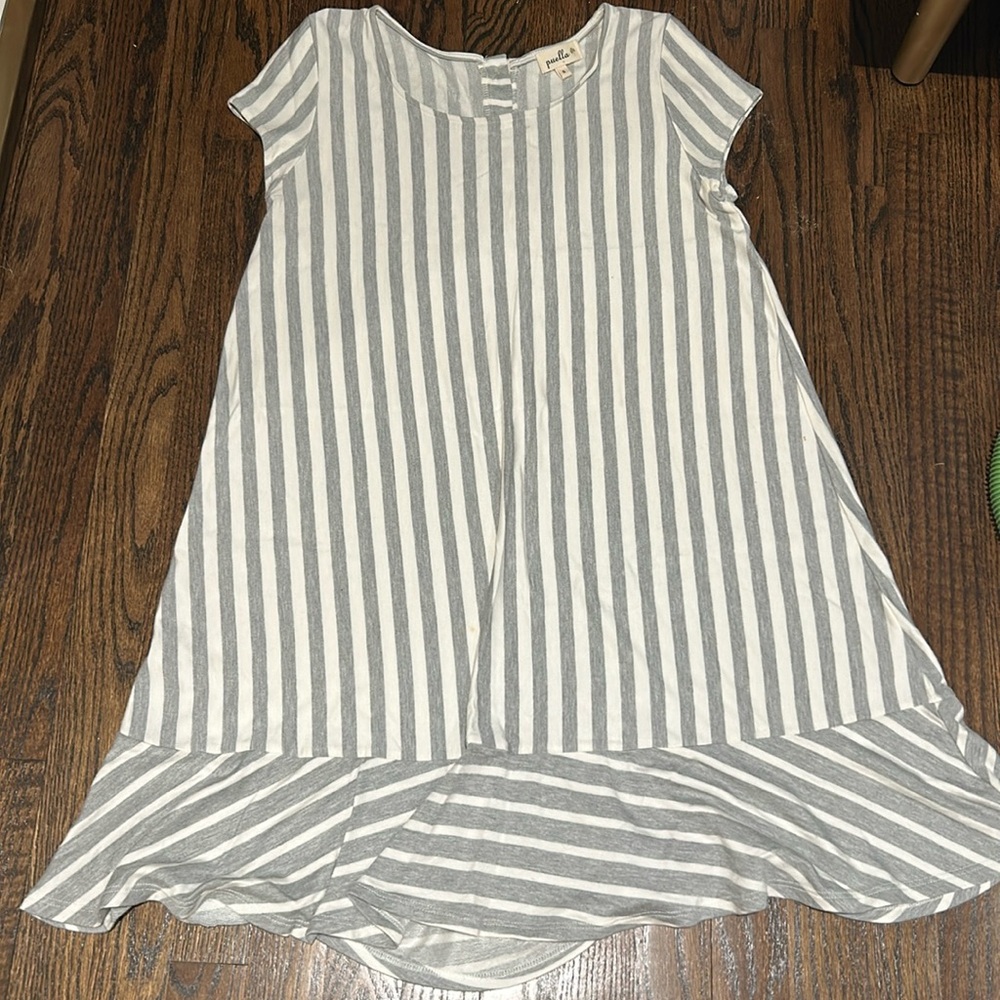 Anthropologie Grey and White Striped Dress